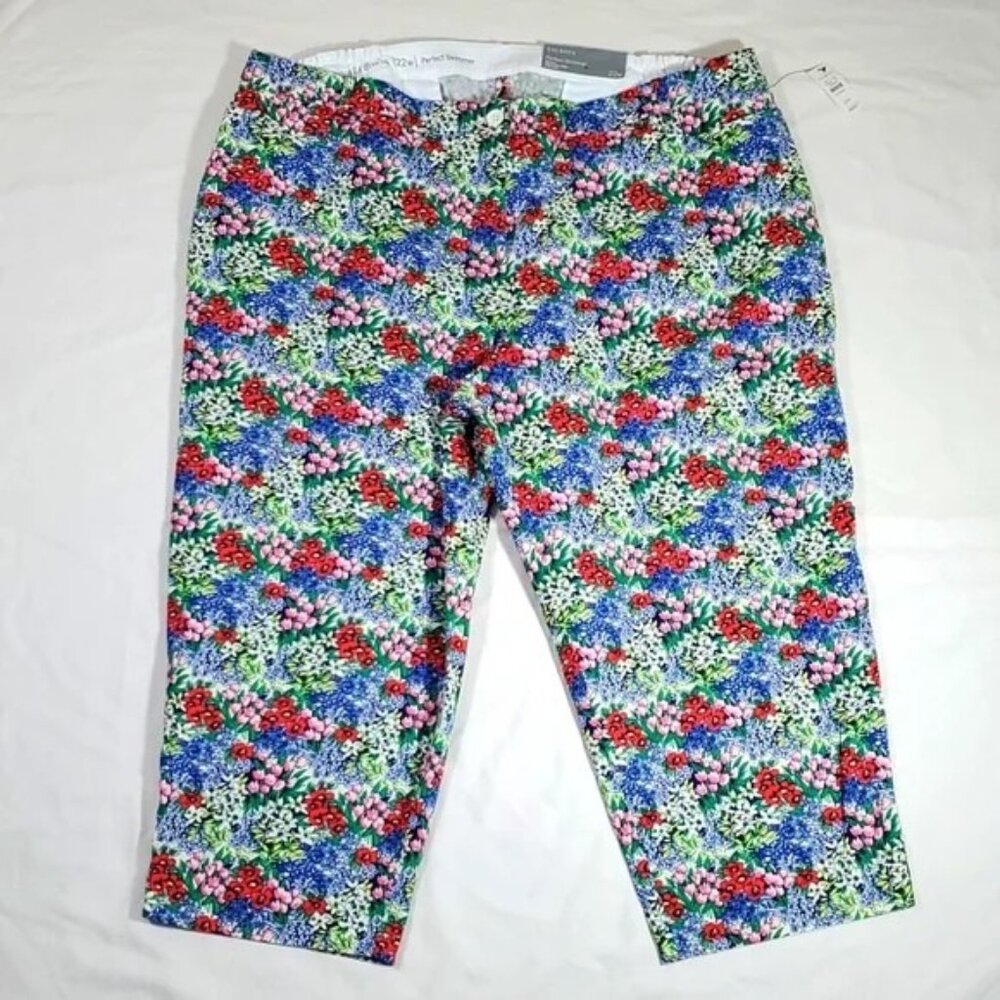 Talbots Perfect Skimmer Flower Print Slim-Leg Pants 22W NWT